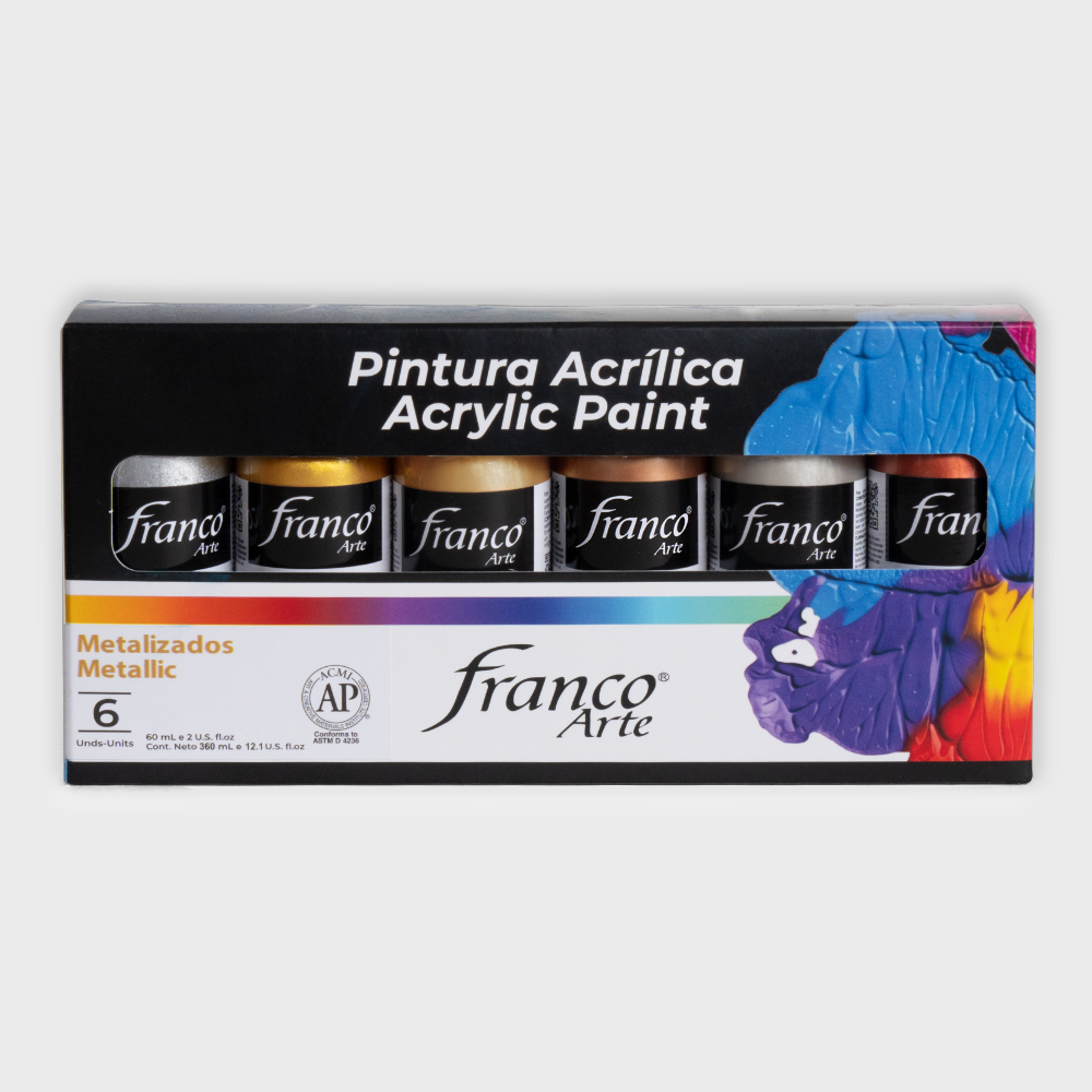Set de Pintura Acrílica Metalizados x6 Unds